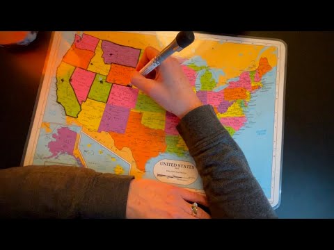 Soft-Spoken ASMR | Tracing U.S. States & Saying Capitals