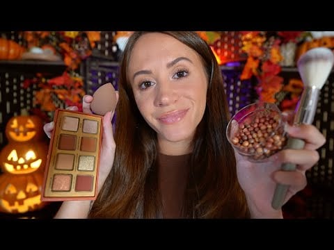 ASMR Bestfriend Does Your Fall Makeup At A Sleepover🍁 (layered sounds, personal attention)