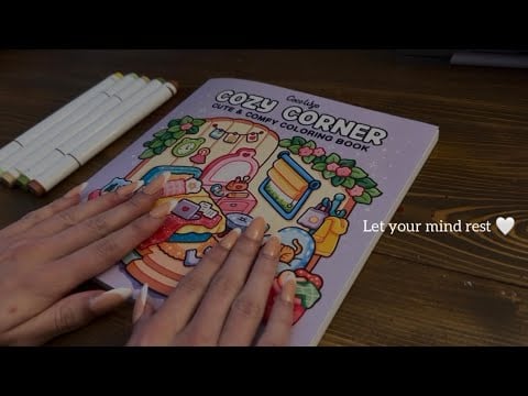 ASMR Cozy Corner Coloring - rain sounds, whispers, tapping