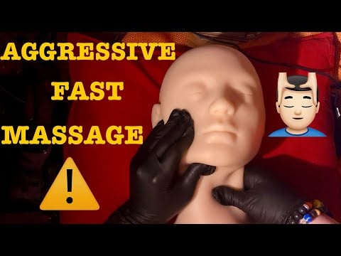 ASMRI⚠️EXTREME AGGRESSIVE FAST MASSAGE WITH GLOVES ON MANNEQUIN. FACE/NECK/HEAD/ SHOULDERS 💆🏻‍♀️