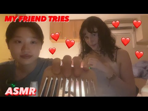 My Korean friend tries ASMR for the first time 🇰🇷❤️