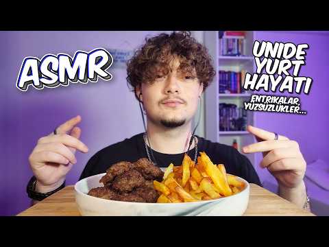 ASMR 🍖 KÖFTE PATATES MUKBANG 🍟 UNİDE YURT HAYATI & YURTTA BAŞIMA GELENLER 💤 #asmr #mukbang #türkçe