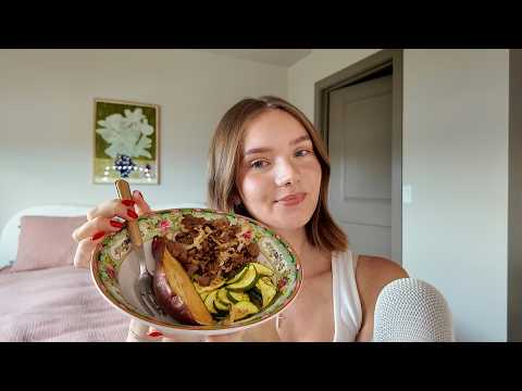 ASMR | eating a beef & sweet potato bowl
