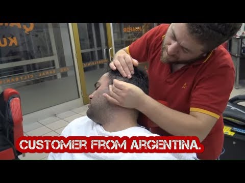 ASMR TURKISH BARBER MASSAGE= NECK CRACK=olive oil massage= roller,rolling pin,head,back,face MASSAGE