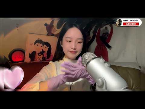 ASMR🎧｜Four types of glove trigger sounds.Pink rubber medical gloves
