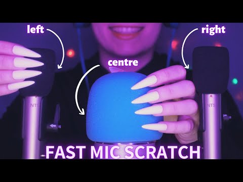 Asmr Fast and Aggressive Mic Scratching - Brain Scratching with Long Nails | No Talking for Sleep 1H