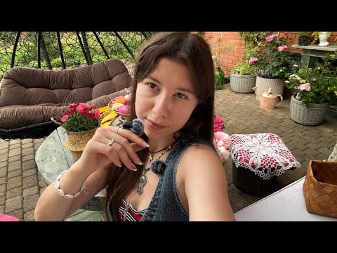 ASMR in my mom’s garden (2 mics, ramble, tapping)🪴🌺