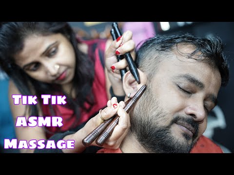 Tik Tik ASMR Massage By Indian Lady Barber | Scratching And Tapping Massage With Wood Sticks
