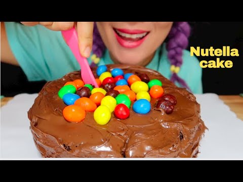 ASMR NUTELLA CAKE WITH M&M’S CHOCOLATE 누텔 라 케익CURIE.ASMR