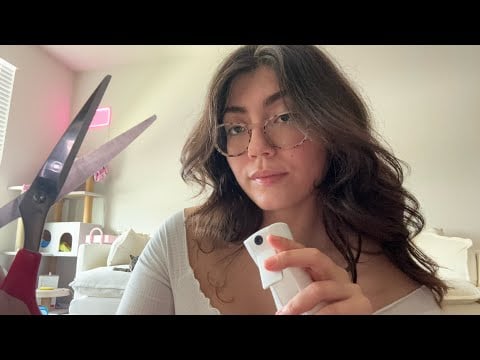 ASMR Lofi Haircut - Check In, Spraying / Cutting, Styling + 