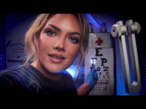 ASMR Detailed Cranial Nerve Exam, Otoscope Ear Inspection, Eye & Hearing Tests, Dimmed Light Ending