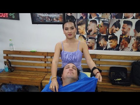 💈RELAXING ASMR RAZOR SHAVE w/ HOT TOWEL & FACE MASSAGE by THAI LADY BARBER