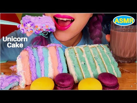 ASMR UNICORN CAKE, WINTER WONDERLAND CAKE,MACARONS| 유니콘 케익,윈터 원더랜드 케익|CURIE.ASMR