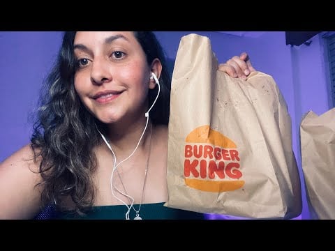 ASMR ✨MUKBANG CENANDO CONTIGO ♥️ bk 🍔🧀🥤🍟 [Sonidos súper crujientes]