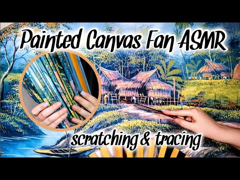 Tracing & Examining Painted Fan from Thailand [ASMR] Soft Spoken 🎍 Tracing & Scratching - Bamboo