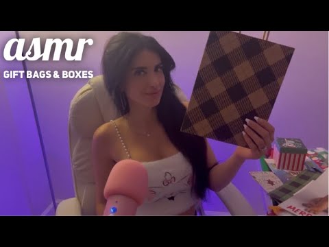 ASMR Gum Chewing • Holiday Gift Bags and Boxes 🎁 💝 