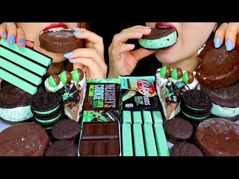 ASMR MINT CHOCOLATE OREO, NEW KITKAT DUO, ICE CREAM, CHOCOLATE PIES, DARK COOKIE CRUNCH CHOCOLATE 먹방