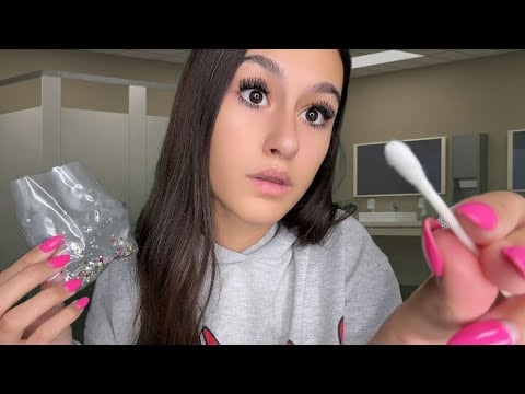 ASMR| Doing YOUR $10 tooth gems in the SCHOOL bathroom