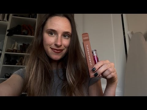 ASMR Trying New Lipglosses (makeup sounds, tongue clicking, and clicky whispers)