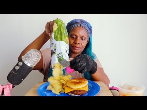 ASMR Burgers And Chips Eating Sounds