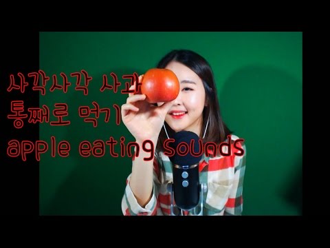 korean한국어asmr/사과 통째로 먹기 이팅사운드/apple eating sounds/binaural/whispering