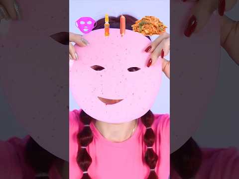 ASMR Emoji Challenge, Pink Jelly Face Mask, Kimchi  #mukbang