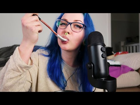 ASMR Yogurt Eating Sounds & Wooden Spoon Noms