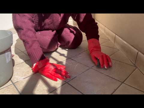 ASMR balcony cleaning with double gloving (red rubber + tight disposable latex gloves)
