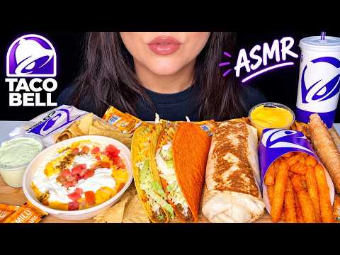 ASMR TACO BELL MUKBANG | NEW QUESARITO, DORITOS LOCOS TACO & NACHO FRIES (NO TALKING)