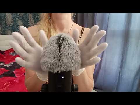 ASMR Pure Tingles:  White Gloves &  Fluffy Mic (No Talking)