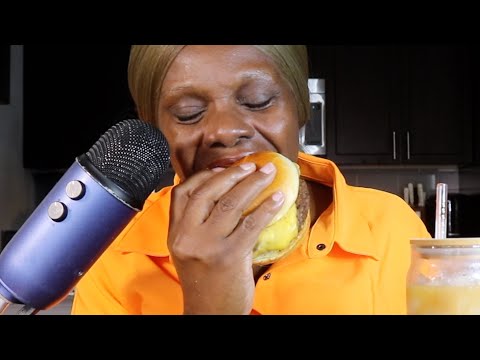 Applebee's American Cheese Burger Fries With Garlic String Beans ASMR Eating Sounds