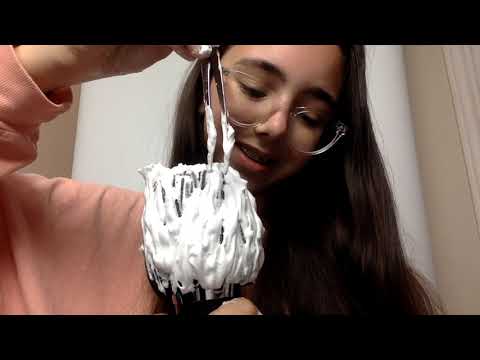 shaving cream/foam on mic ASMR