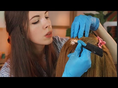 ASMR | Relaxing Dandruff Removal, SCALP Check & Shampoo Head MASSAGE