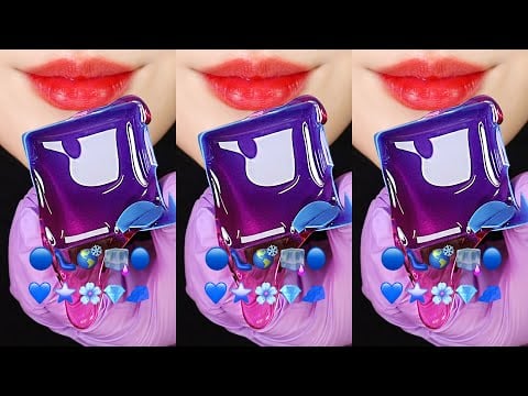 VERTICAL MUKBANG BLUE FOOD ASMR, ICE ASMR, WAX CANDY ASMR EMOJI FOOD ASMR 💙