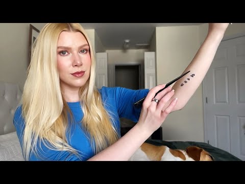 ASMR Tracing my Tattoos🌙 over explaining/whispered examination