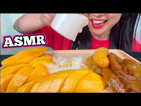 ASMR MANGO COCONUT STICKY RICE *THAI DESSERT (SOFT RELAXING EATING SOUNDS) NO TALKING | SAS-ASMR