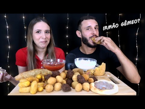 ASMR MUKBANG - COXINHA,SALSICHA, MINI SALGADOS, CHURROS.. (o bichin come viu?)