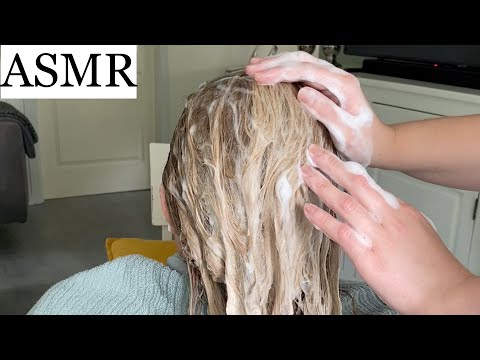 ASMR | Hairwash with mom 🤍 Relaxing sounds, spraying, brushing, foam, tapping, no talking