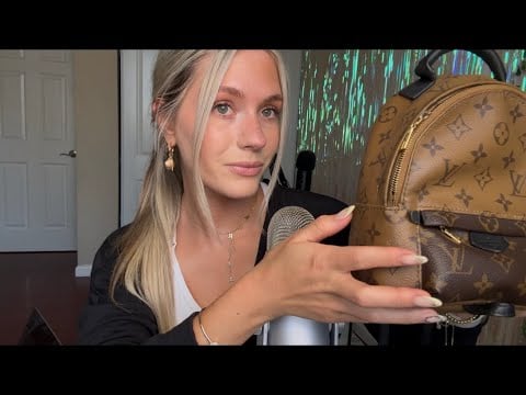 ASMR| Leather Bag Scratching With Semi Inaudible Whispers (Gripping, Tracing)