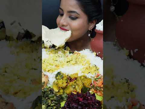 ASMR Eating Sweet Pongal,South Indian Thali,Sambar,Rice,Veg Stir Fry ASMR Eating Mukbang Food Video