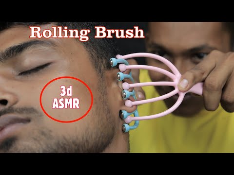 Head Massage With Rolling Brush And Crunchy Neck Cracking | ASMR Head Scratching With 3d Sounds