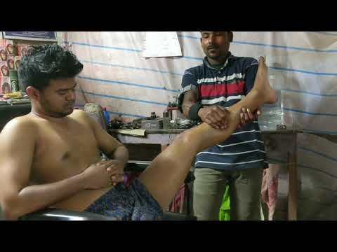 ASMR Street barber Thigh massage with cream | high pressure Thigh massage by Indian barber ismile