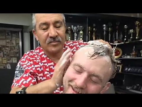 ASMR RELAXING HAIR CUTTING AND BODY MASSAGE WITH MUNUR ONKAN