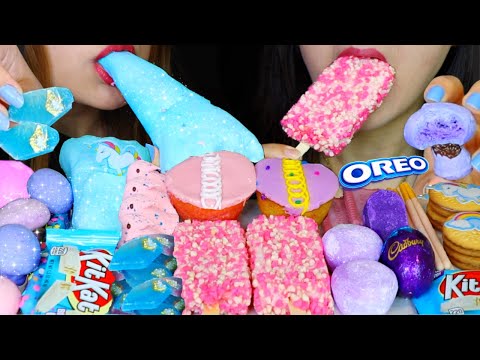 ASMR STRAWBERRY ICE CREAM, CRYSTAL JEWEL CANDY, MOCHI, COTTON CANDY, UNICORN CUPCAKES, MERINGUE 먹방