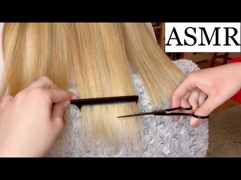 ASMR | Relaxing Real Person Haircut with Brushing & Scissor Sounds (Hair Play, No Talking)