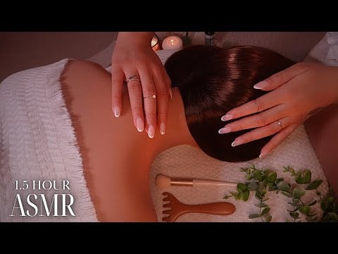 ASMR Sleepy 1.5 Hour Back Massage 🌿 Deep Personal Attention, Scratching, Tapping & Hair Brushing