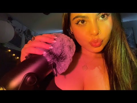 ASMR Fluffy Mic Scratching & Inaudible Whispering🤍