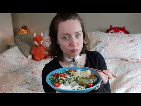 ASMR Whisper Eating Sounds | Spinach Scrambled Eggs With Tzatziki |Pickled Cucumber | Mukbang 먹방