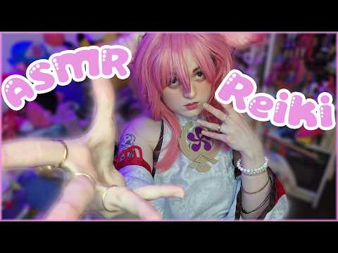 【ASMR】Cleansing your aura ♡ Fast & agressive reiki style hand sounds with mouth sounds ♡  Yae Miko