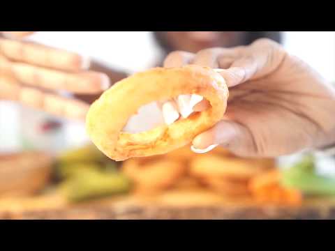 🌱ASMR eating: Fried Onion Rings, Pickles, Carrots and Celery